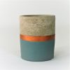 Vaso em Cimento Azul e Cobre G